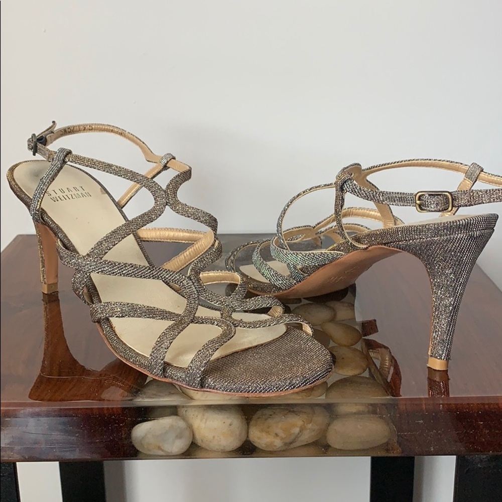 Stuart Weitzman silver/gold heel